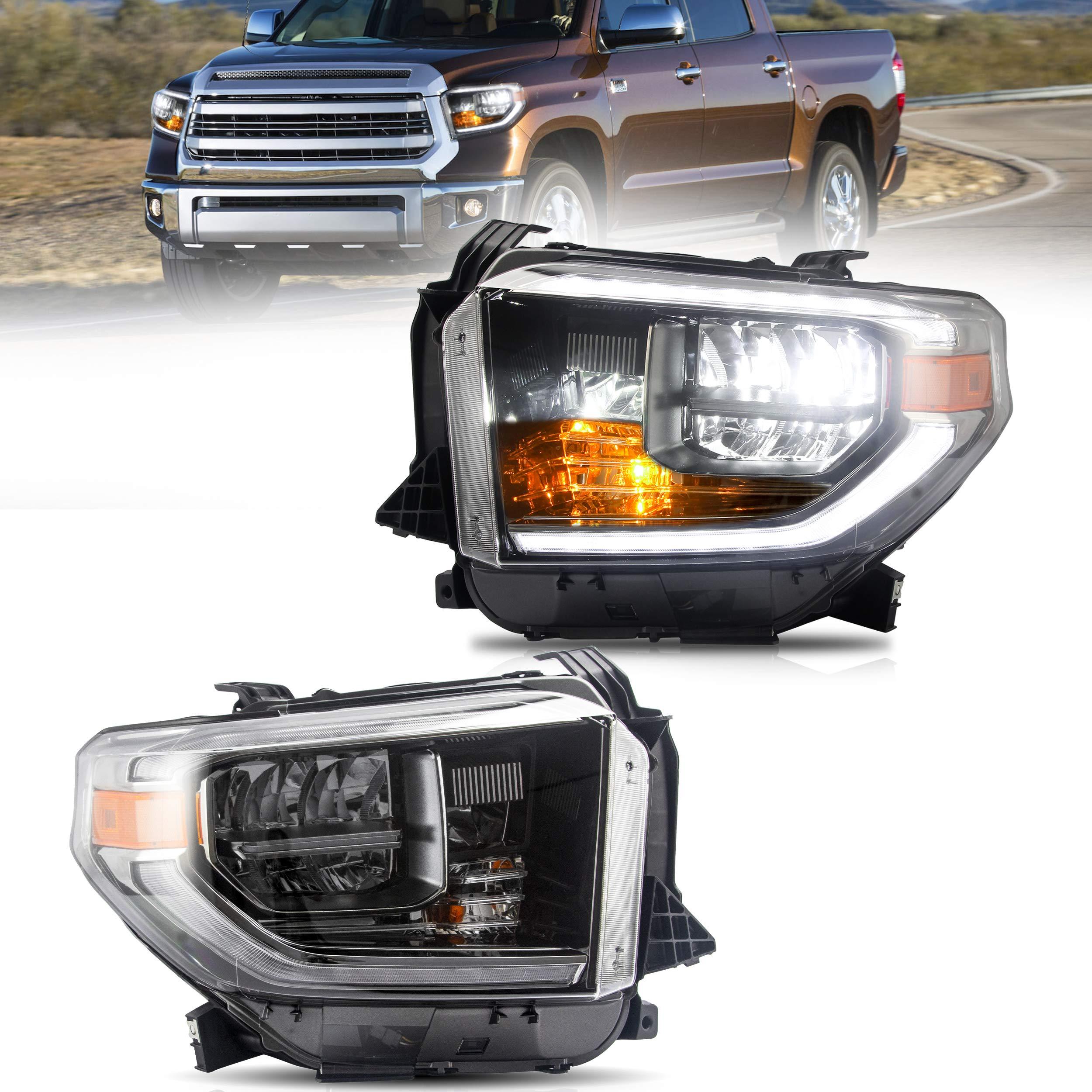 For 2014-2021 Tundra Pickup DRL Daylight LED Strip Projector Headlights Front Lamps Pair