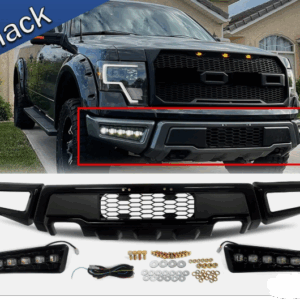 Raptor Style Front Bumper W/LED DRL For Ford F-150 F150 Black