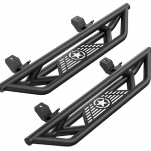  Side Steps Compatible with 2018 2019 2020 2021 2022 2023 2024 Jeep Wrangler 2 Door, Heavy-Duty Steel Nerf Bars Step Plates Rock Sliders Rails (Off-Road)