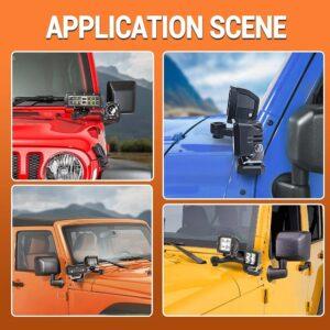 Dual A-Pillar Light Brackets Lower Windshield Hinge Mounting Brackets for Offroad Light LED Pods Work Lights Compatible with 2018-2022 J-e-p Wrangler JL (2 Pack)