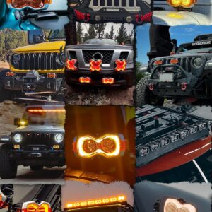 NOVSIGHT 4.5 Inch LED Pod Lights - HALO Pro Series LED Flood Ditch Beam w/Dynamic DRL Modes, 120W Ultra Bright Off Road Light for Truck Jeep Pickup Ford ATV UTV, 2PCS(Red Dot Award 2025 Winner)