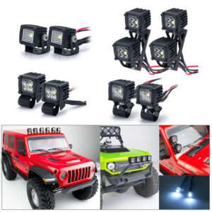 Set of Square LED Lights for 1/8 1/10 1/12 1/24 RC Crawler Cars Bumper Spotlight Mount Rack & Side Lamp Plastic Various Models
